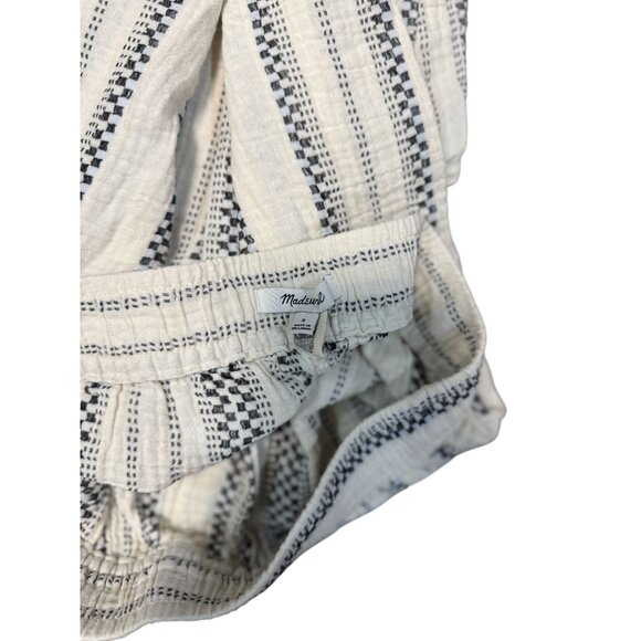 Madewell The Untailored Crop Pant Striped White blue Elastic Waist Cotton - Picture 7 of 11